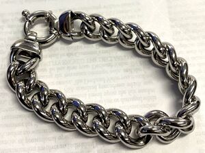 Milor Italy 925 Sterling Silver Vtg Curb Link Bracelet Epiphany Platinum Clad
